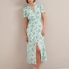 Liliana Cotton Blend Maxi Dress - Green Palm Floral Print
