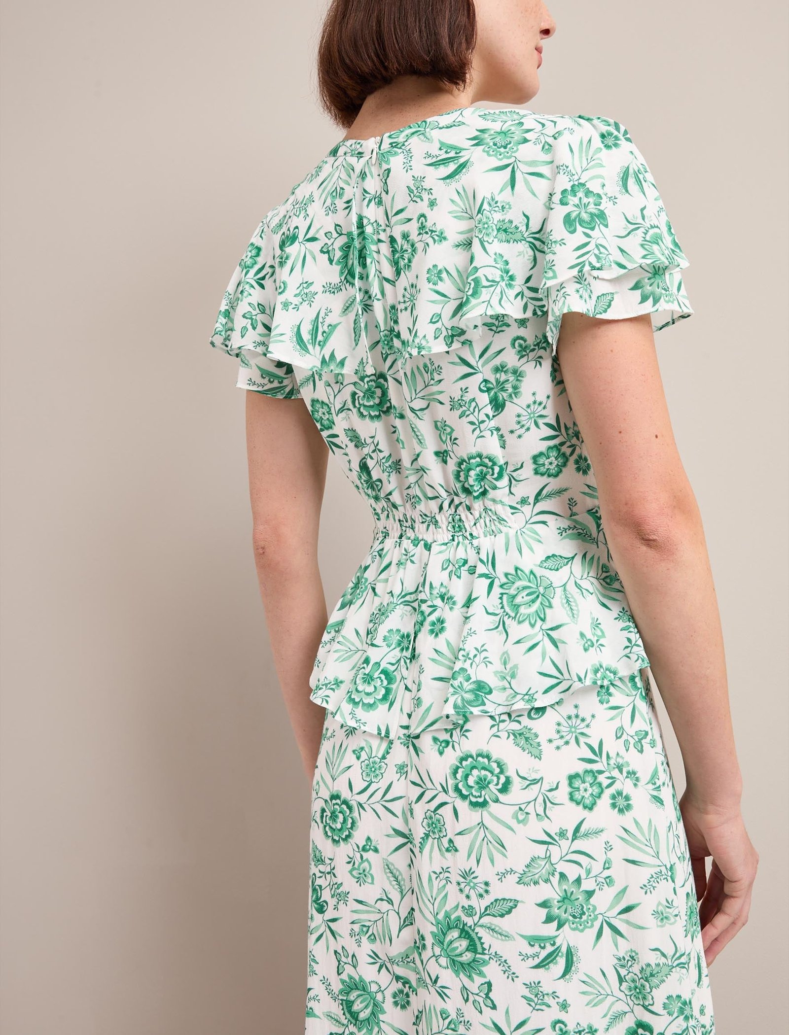 Vivienne Cotton Blend Maxi Dress - Green Palm Floral Print - Image 6