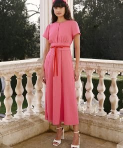 Rosie Techni Voile Maxi Dress - Hot Pink Crimson